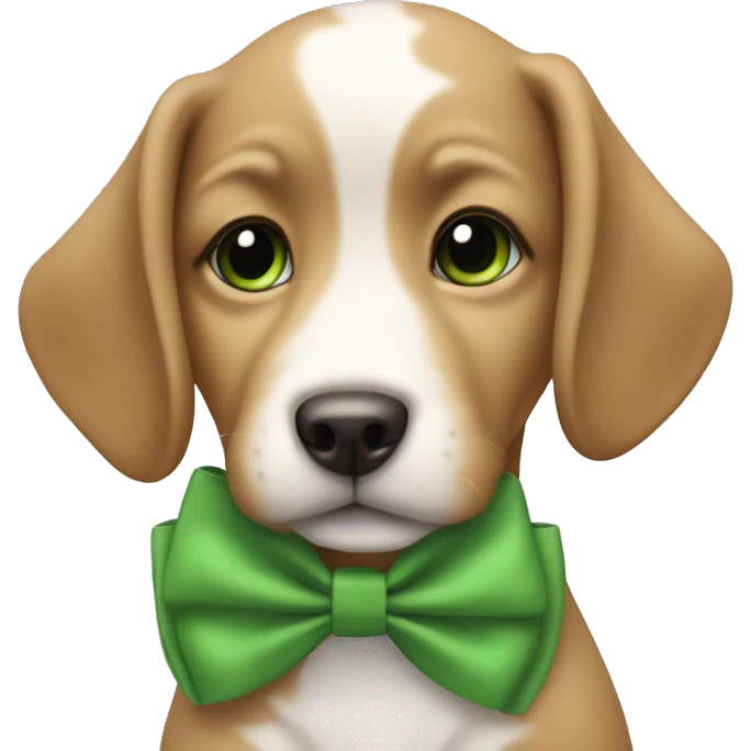 Baby dog with a Green bow on the neck emoji