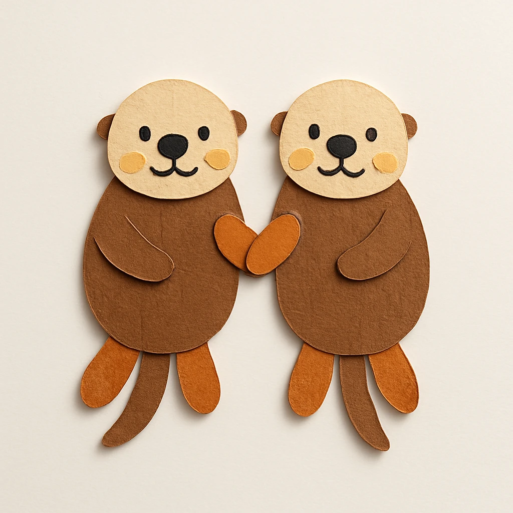 two sea otters holding hands emoji