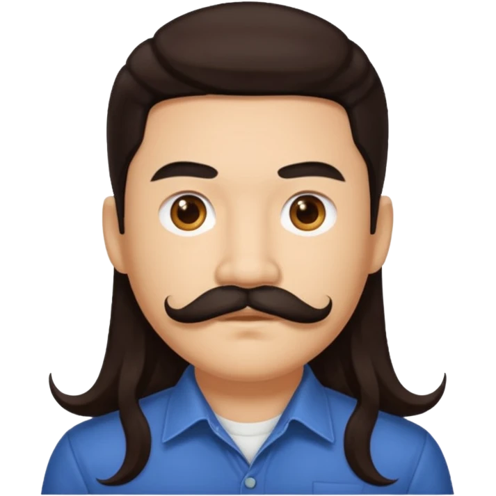 Chi Cheng long dark brown hair and mustache emoji
