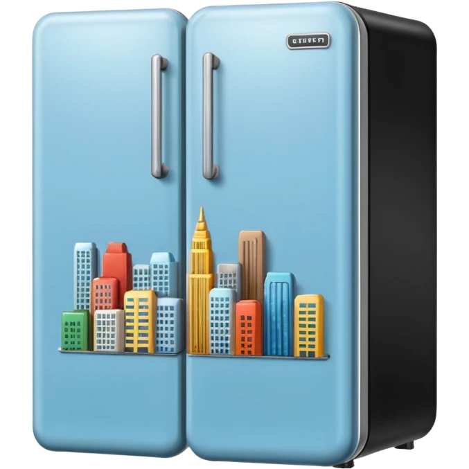 fridge with city magnets emoji