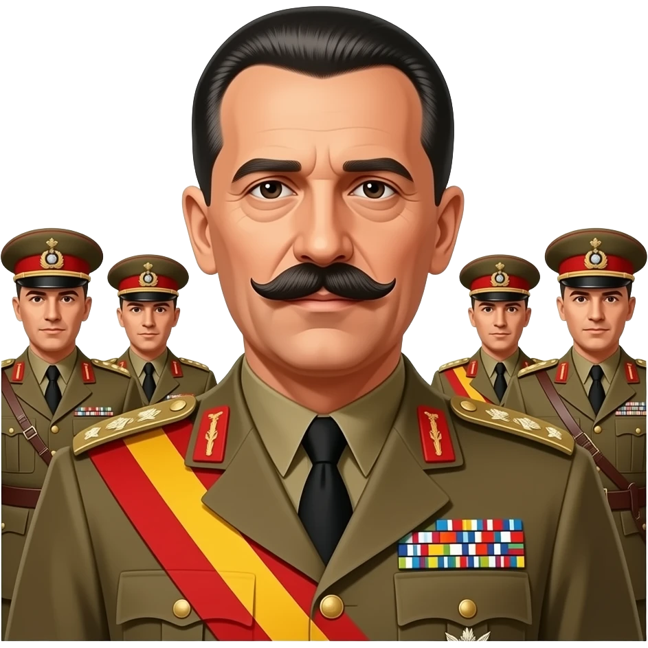 golpe de estado liderado por franco con su bigote y con el ejercito detras emoji