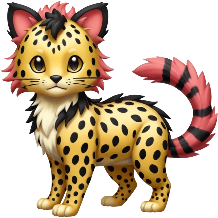 Glossy Sparkly Gembonded Spotty Stripy Hairy Floofy-Poofy Liepard-Linoone-Litten-Pokémon-fusion-creature (full body) emoji