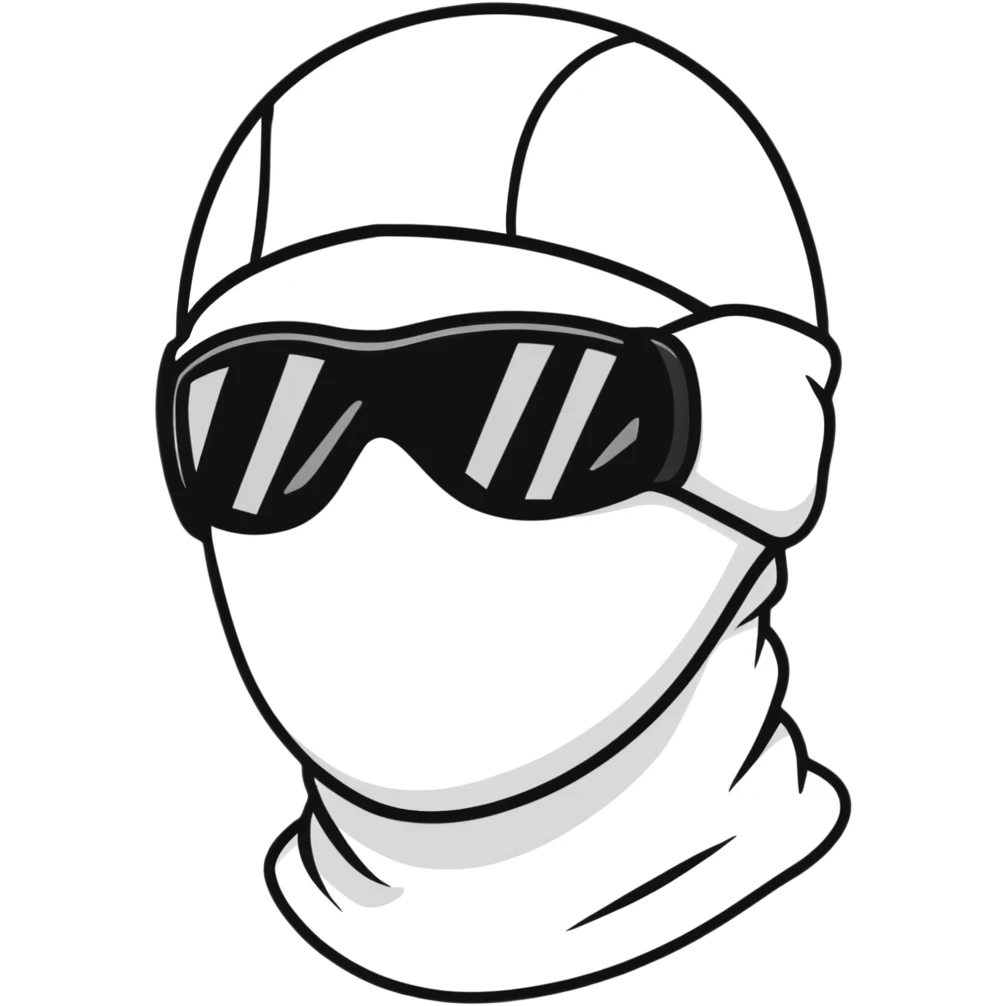 Face with black balaclava and black tinted sports glasses emoji