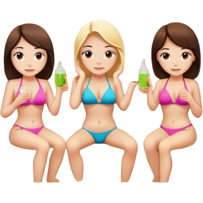 Girls in sauna bikini  emoji