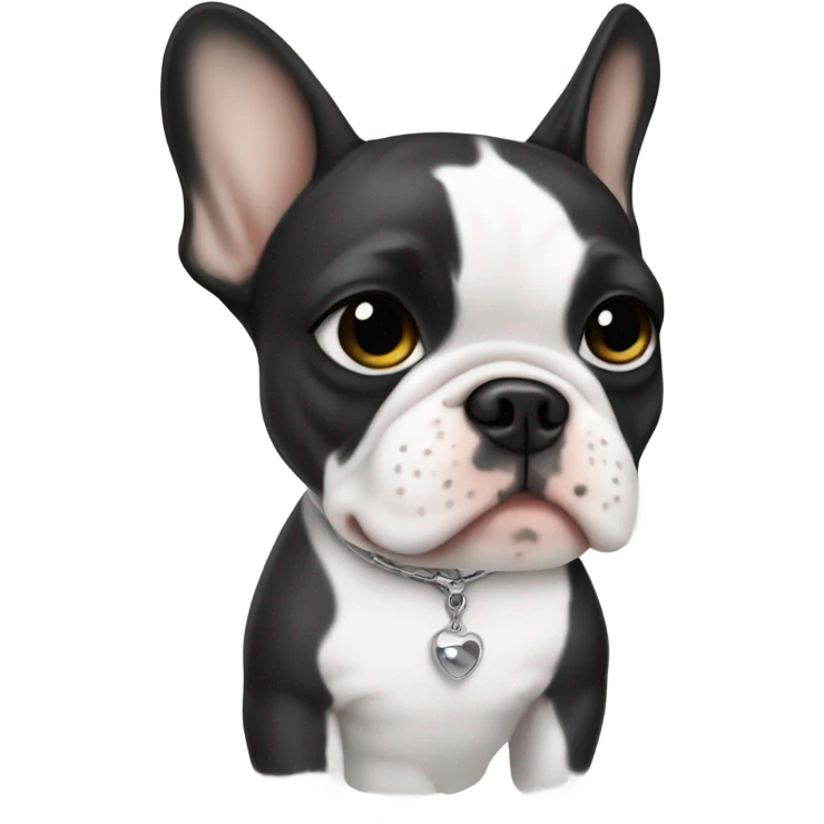 Girl with piercings and a white french bulldog emoji