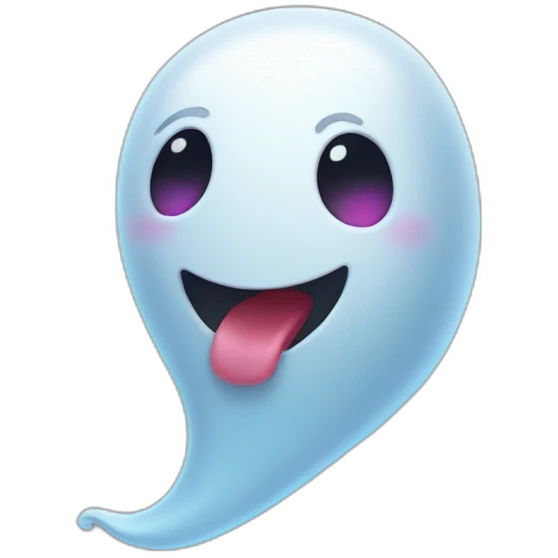 a funny little ghost who sticks out his tongue emoji