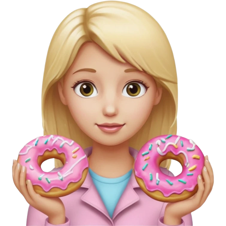 blonde female holding donut emoji