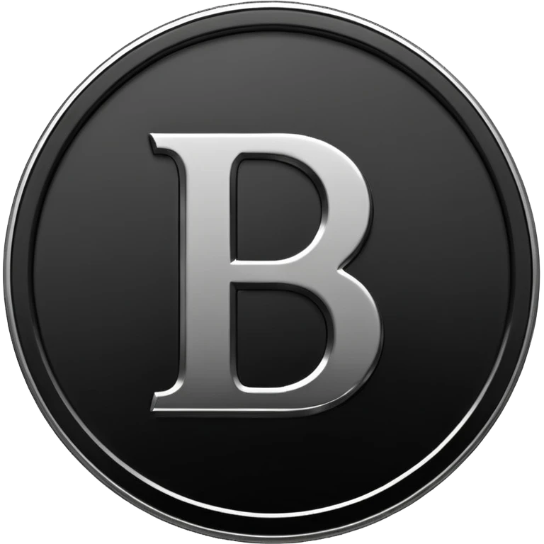 Emoji icon of a metal coin with engraved letter 8, minimalist style, isolated, only black color emoji