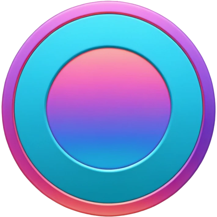 Credit coin in gradient of turquoise, blue, pink, purple, and coral as the main surface 3d rotate emoji