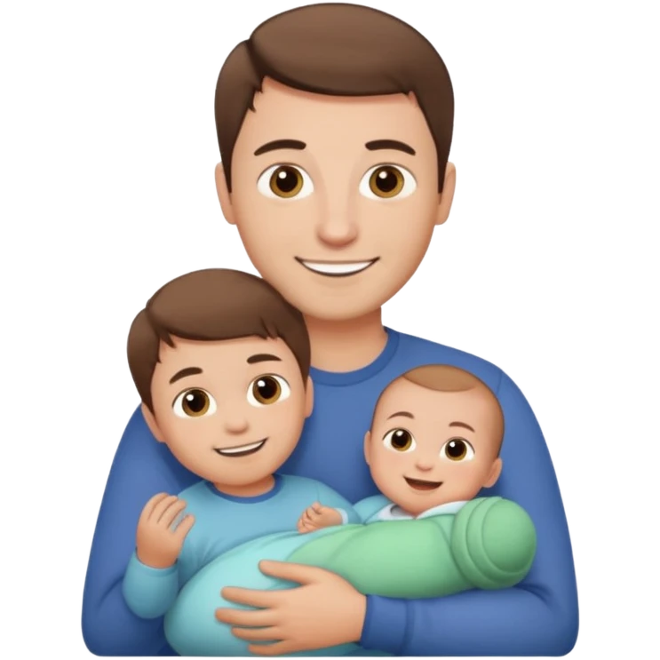 "Man with short brown hair and fair skin, without a mustache, holding a baby, smiling." emoji
