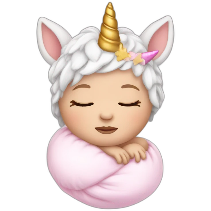 Sleeping white Newborn with unicorn headband emoji