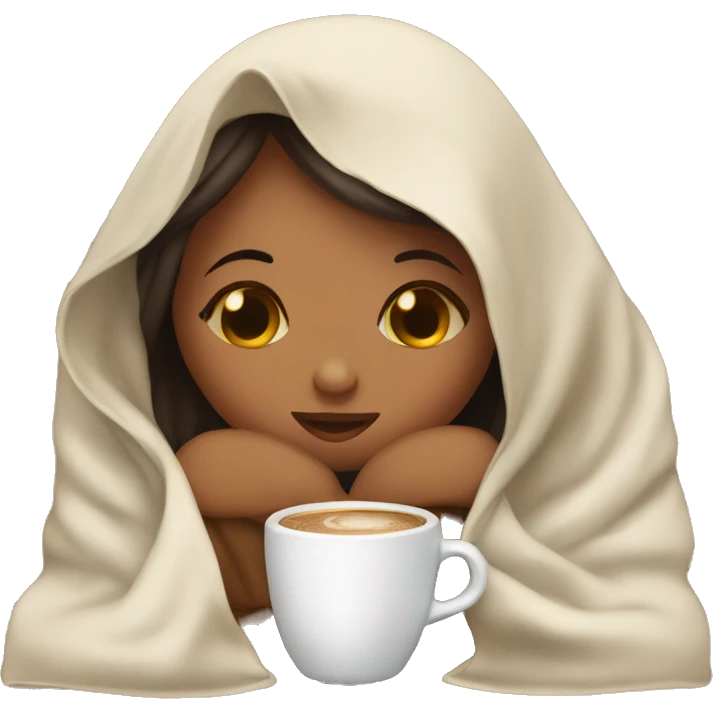 girl inside a blanket sipping coffee eyes closed emoji