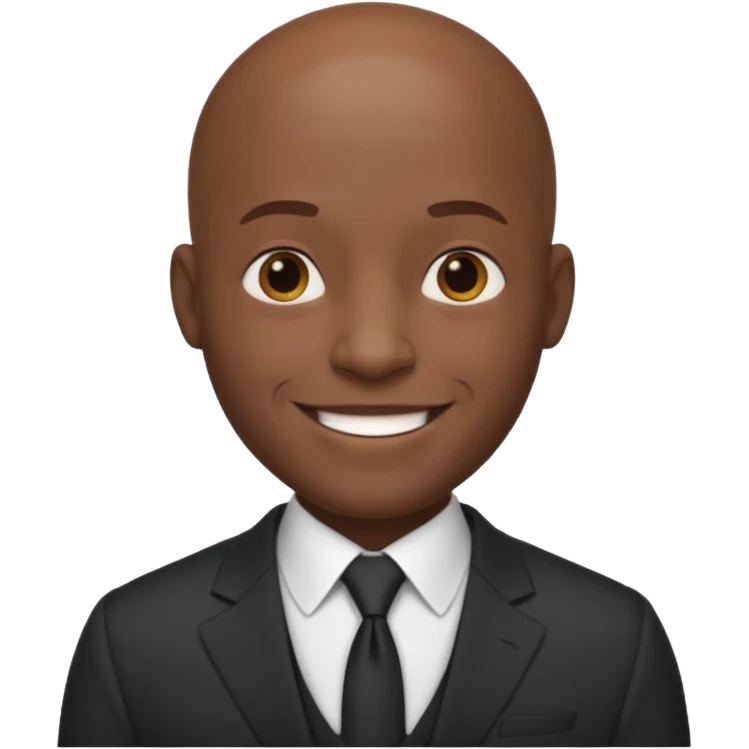 Black man, bald, in a suit emoji