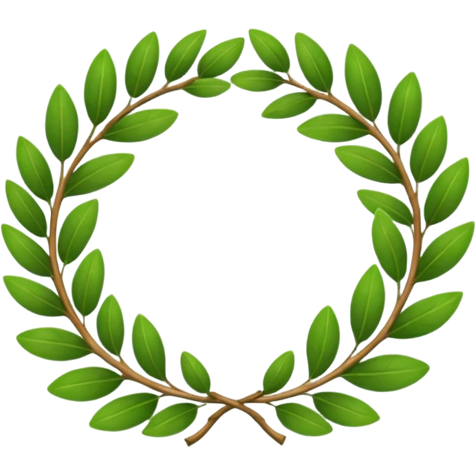 A classic green laurel wreath perfectly curved in a clean circular form. emoji