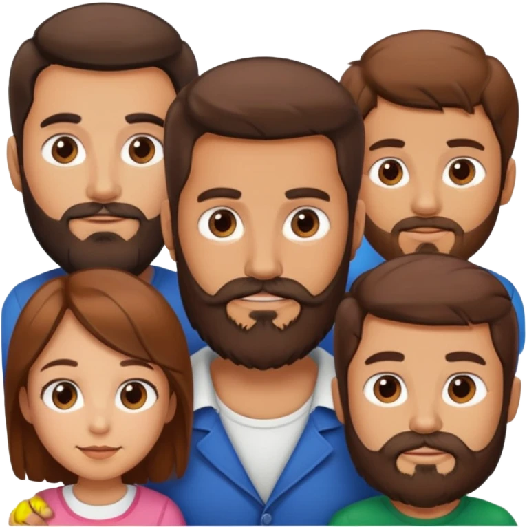 Italian Man beard and  girl with brown hair and 3 boys emoji