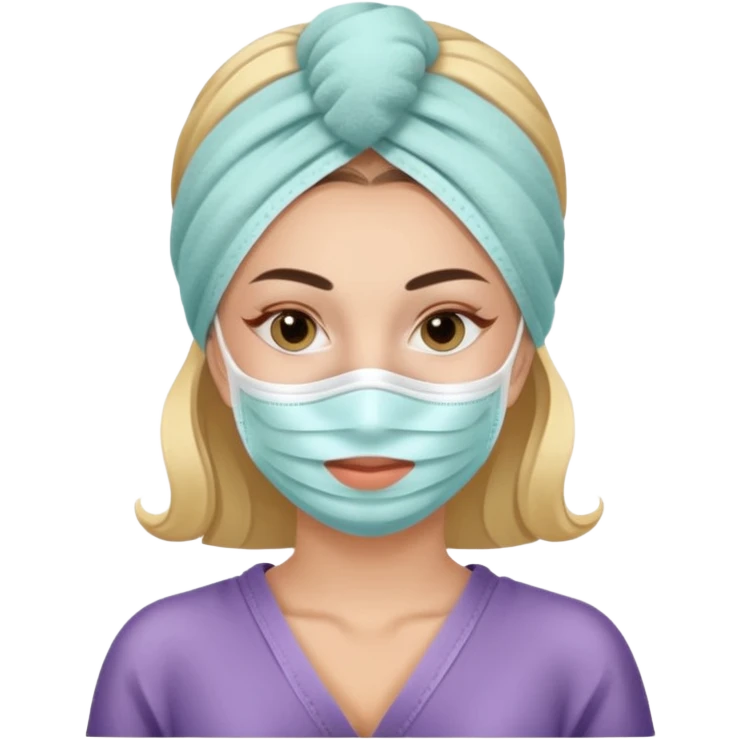 Lady with face mask spa beauty full face relaxing emoji