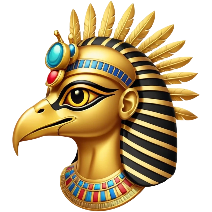Egyptian sun god Ra with falcon head and sun disk emoji