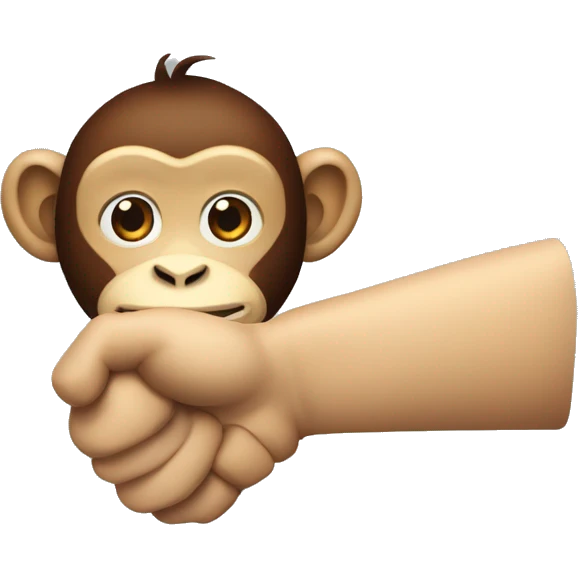 Generate a close up of a monkey shaking a human hand. Handshake emoji. emoji