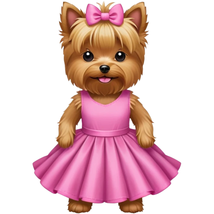 Yorkshire terrier con vestido rosa emoji