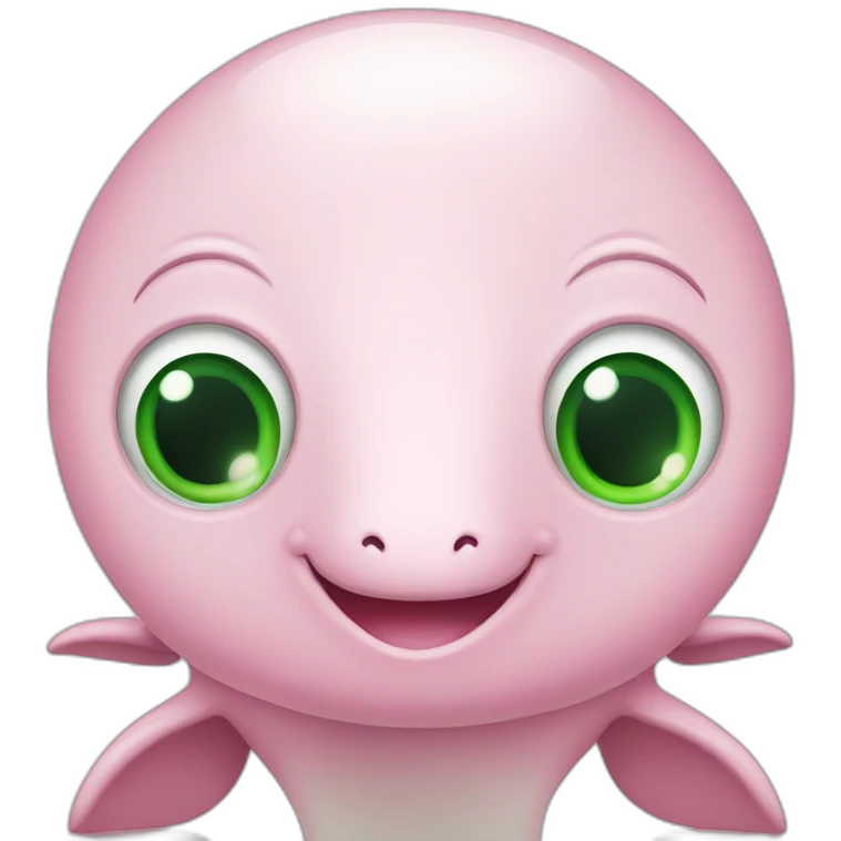 Pink and green beluga whale with big eyes emoji