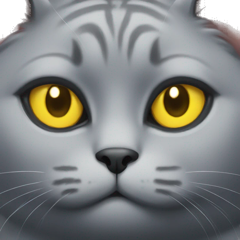 fat grey cat with yellow eyes  emoji