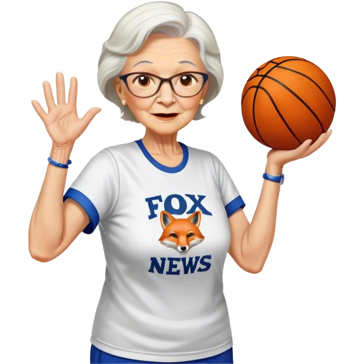 White Fox News Grandma dunking basketball  emoji