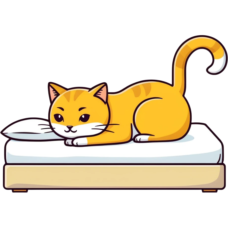 Golden cat on a bed emoji