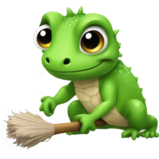Cute lizard cleaning emoji