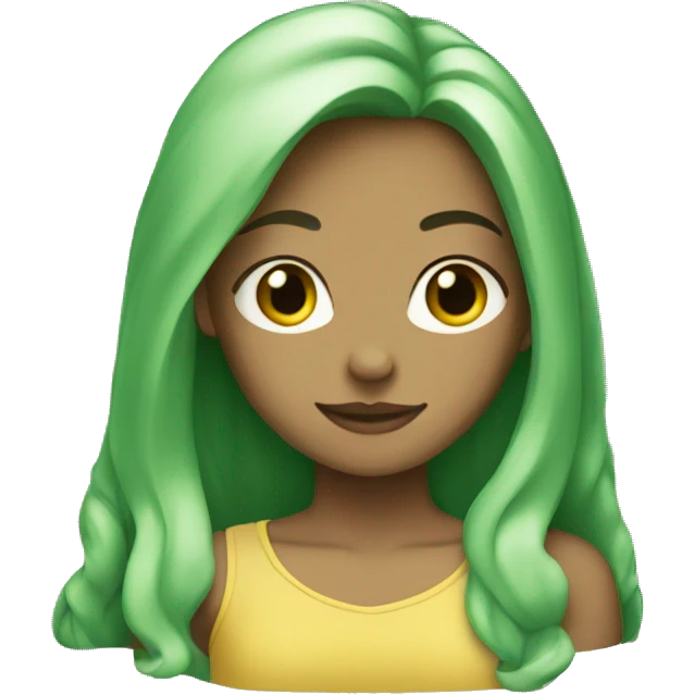 Girl with blond hair and green hair emoji