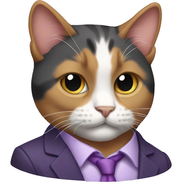 Calico cat in purple blazer emoji