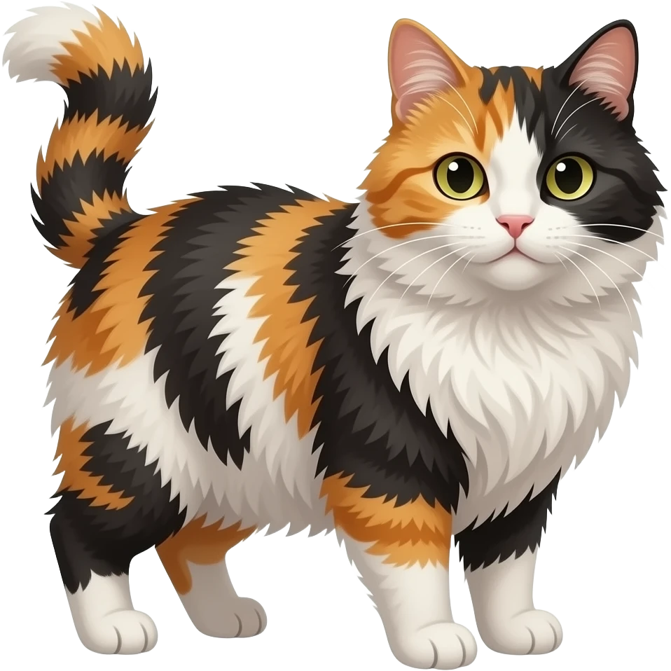 calico cat with black coloring fluffy emoji