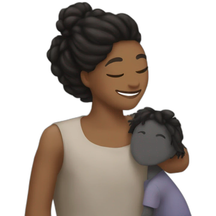 Simon Baker hug a black girl brown eyes and sblack hair in a bun emoji