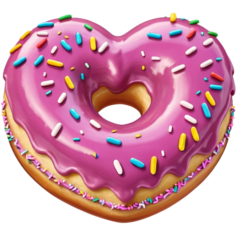 Realistic isolated heart shaped donut with mauve frosting. emoji