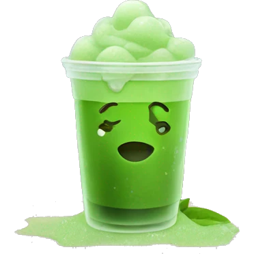 Iced matcha in a cute clear up  emoji