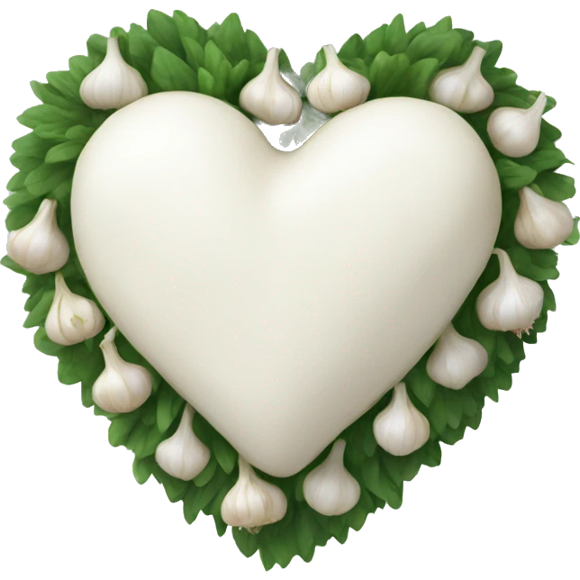 white heart adorned with garlic garland emoji