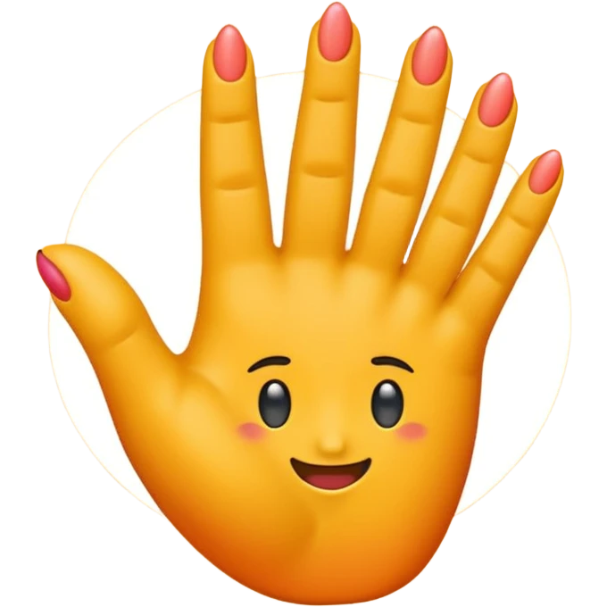 The image shows a modified emoji combination where a yellow hand emoji is positioned over a peach emoji. The hand’s fingers are spread emoji