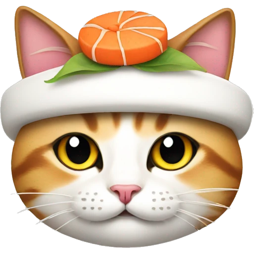 Cat wearing a sushi hat emoji
