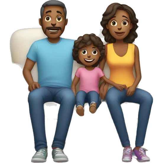 mom and dad and kid on couch emoji