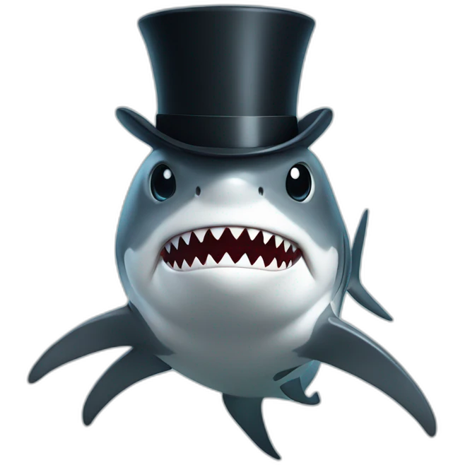 Shark with a top hat emoji