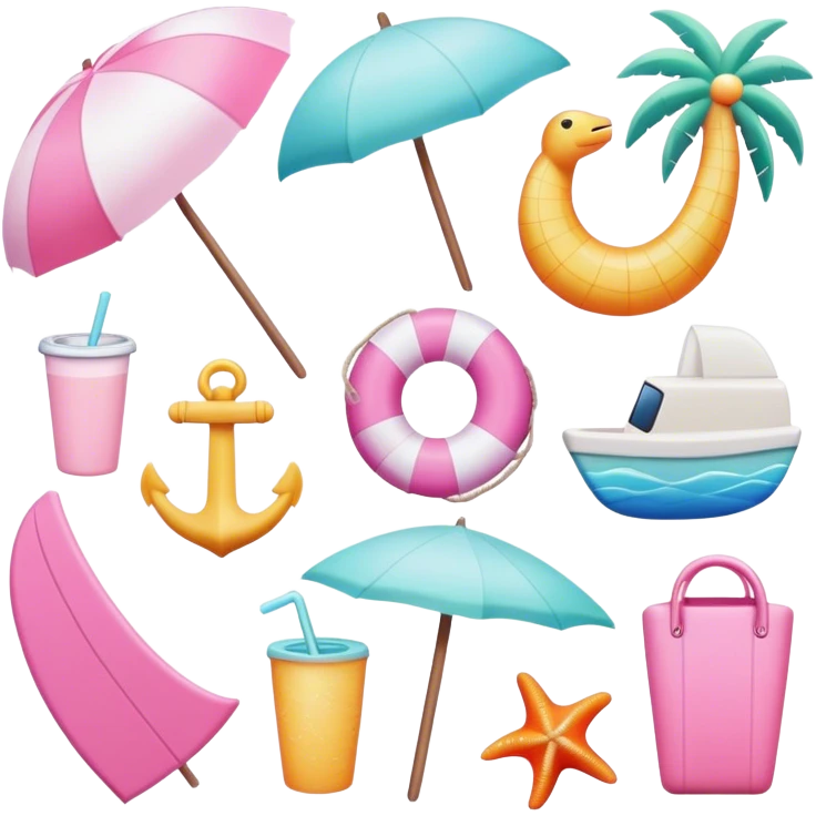 Pink,items,beached themed emoji