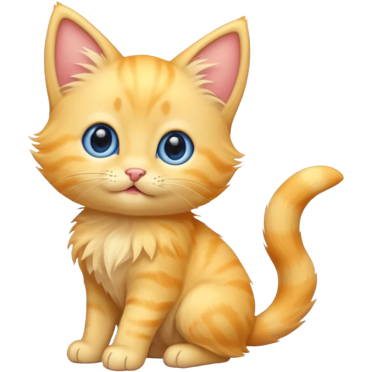 A cute cartoon yellow kitten sitting and wagging its tail. emoji