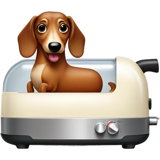 Sausage dog with a cream toaster and kettle emoji
