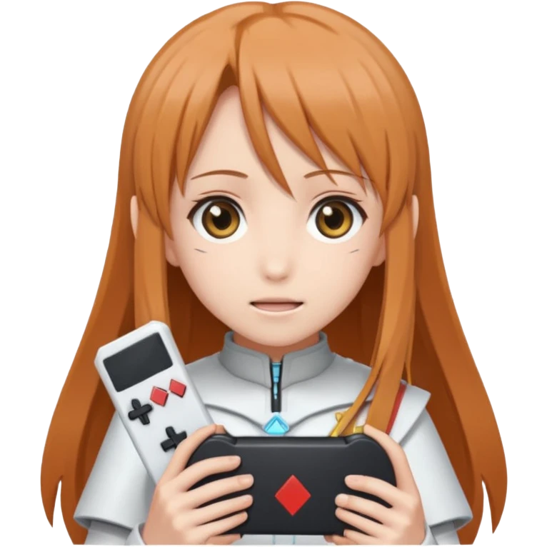 Asuna from Sword Art Online holding a video game, emoji style emoji