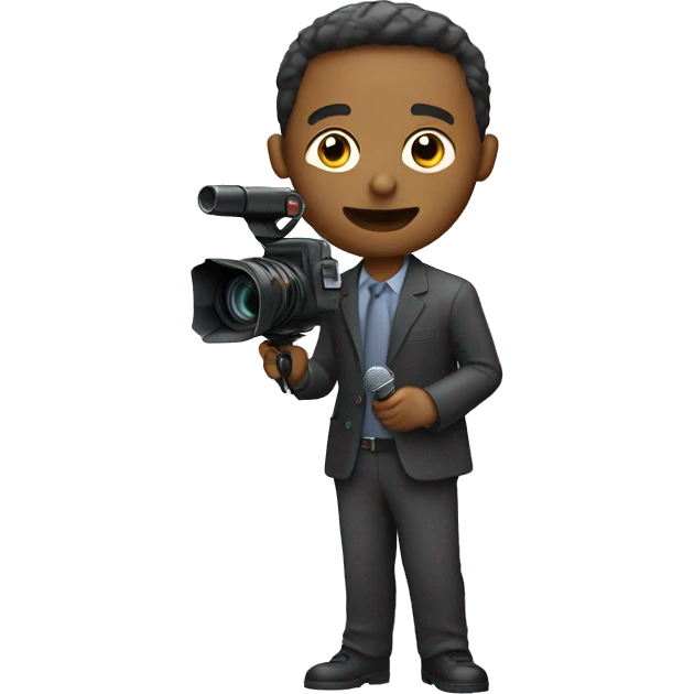 journalist with camera and microphone emoji