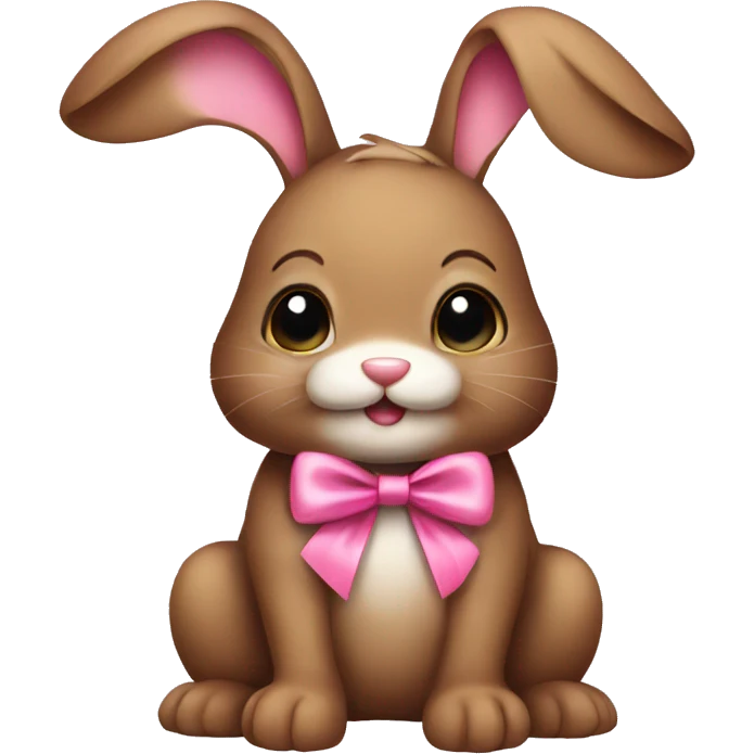 cute brown bunny with pink bow  emoji
