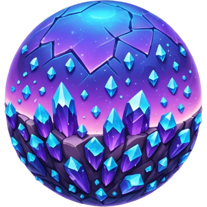planet, surface covered in glowing crystals rock  emoji