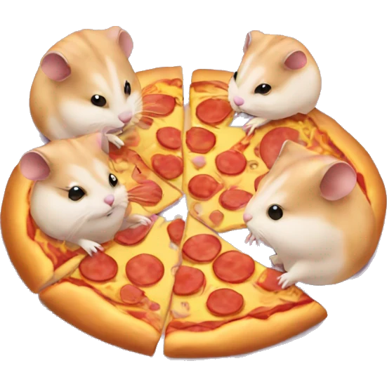 four hamsters eating pizza emoji