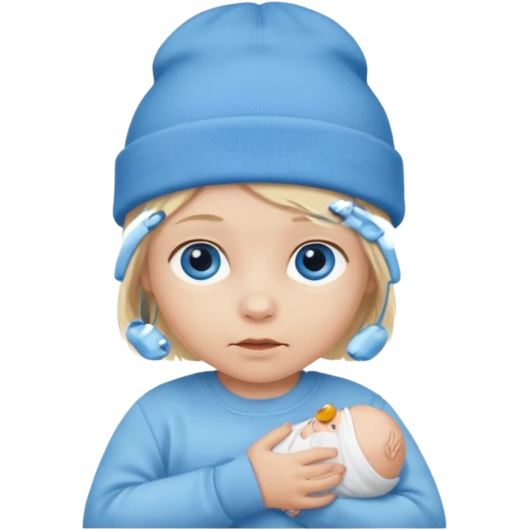 blond blue eye newborn with beanie emoji