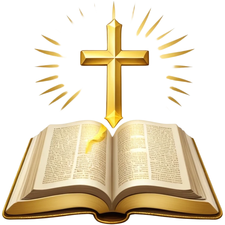 The Holy Bible Book Flipped Open With Glorious Divine Gold Shine beaming out of it  emoji
