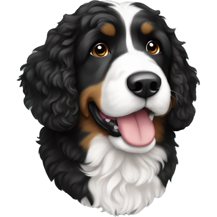 Black and white Bernedoodle emoji
